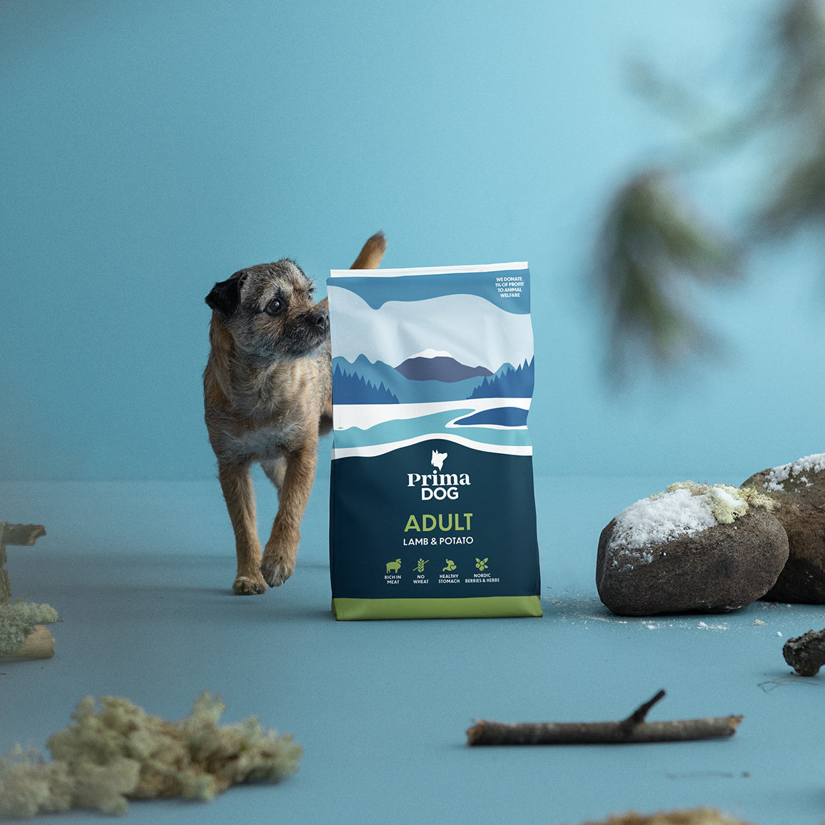 PrimaDog Lammas ja peruna koiran kuivaruoka kuvituskuva