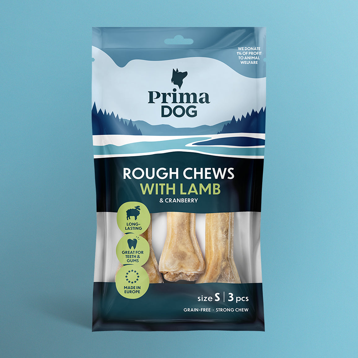 PrimaDog Rough Chews Lammas & Karpalo S-koko pakkauskuva