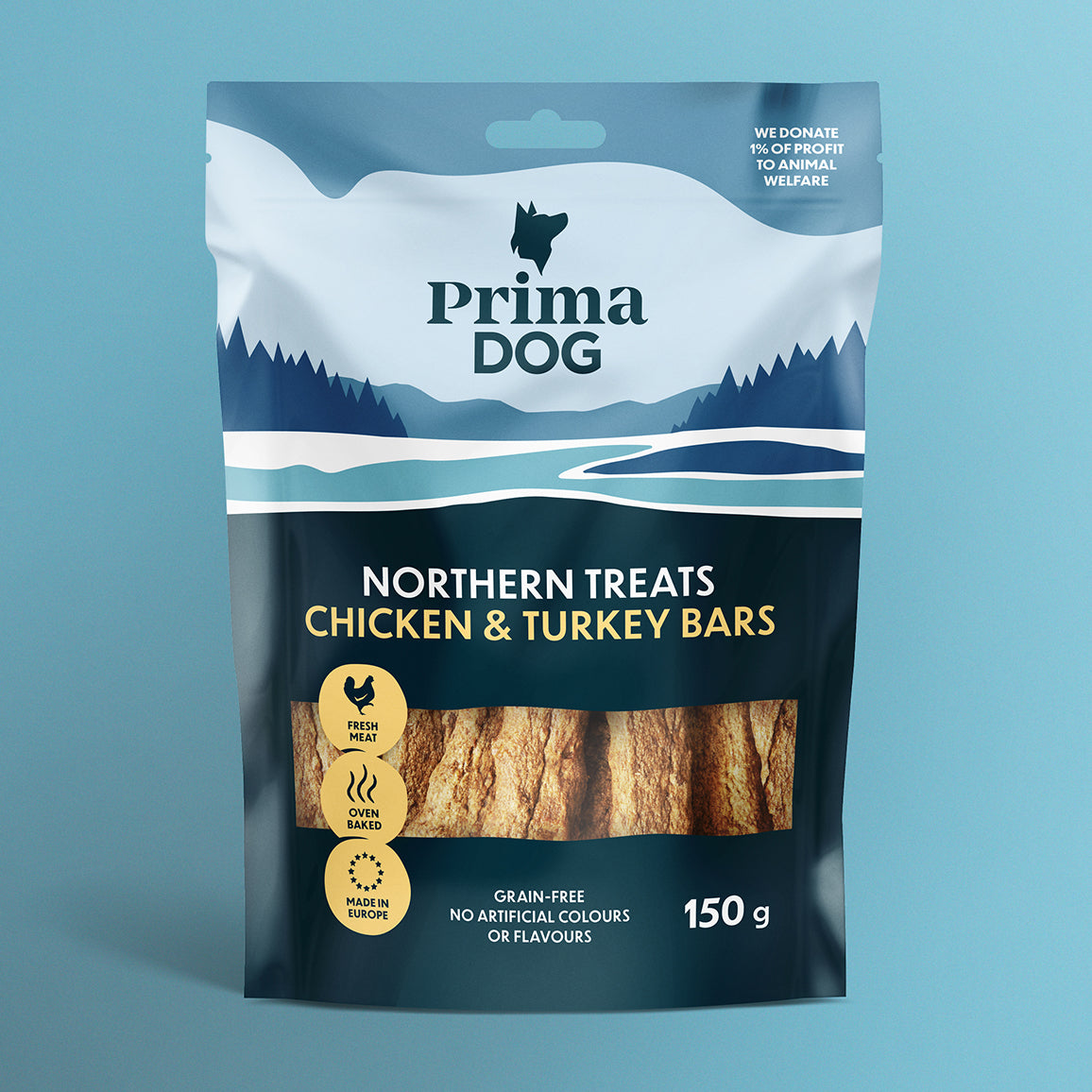 PrimaDog Northern Treats Kana-kalkkunatanko viljaton koiranherkku pakkauskuva