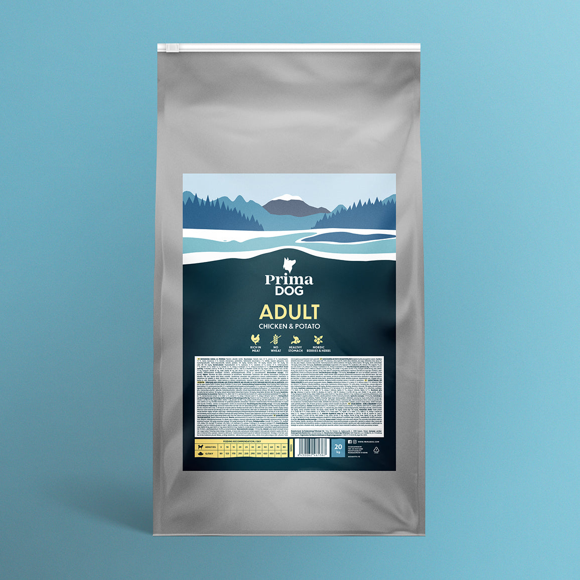 PrimaDog Kana ja Peruna koiran kuivaruoka 20 kg pakkauskuva