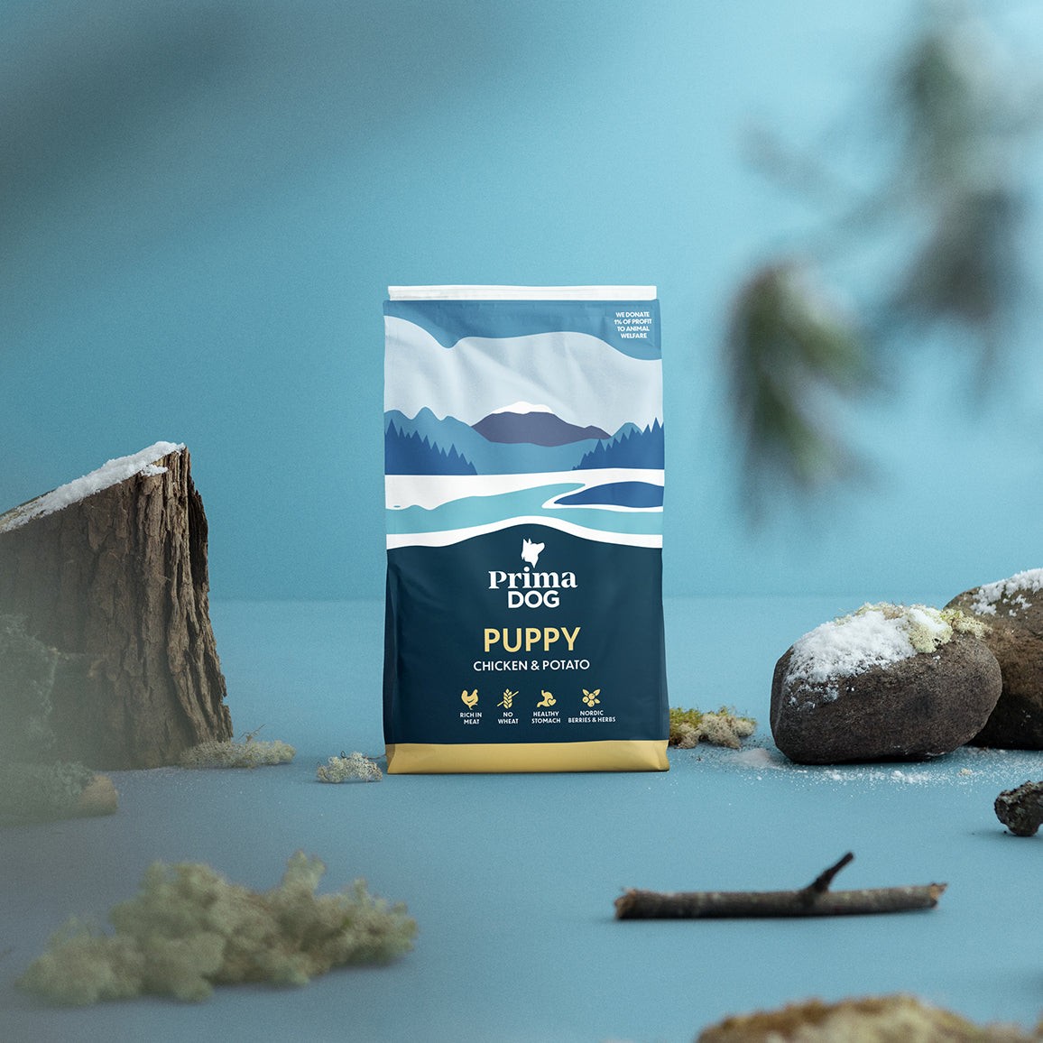 PrimaDog Kana ja peruna koiran kuivaruoka koiranpennuille 3 kg pakkauskuva